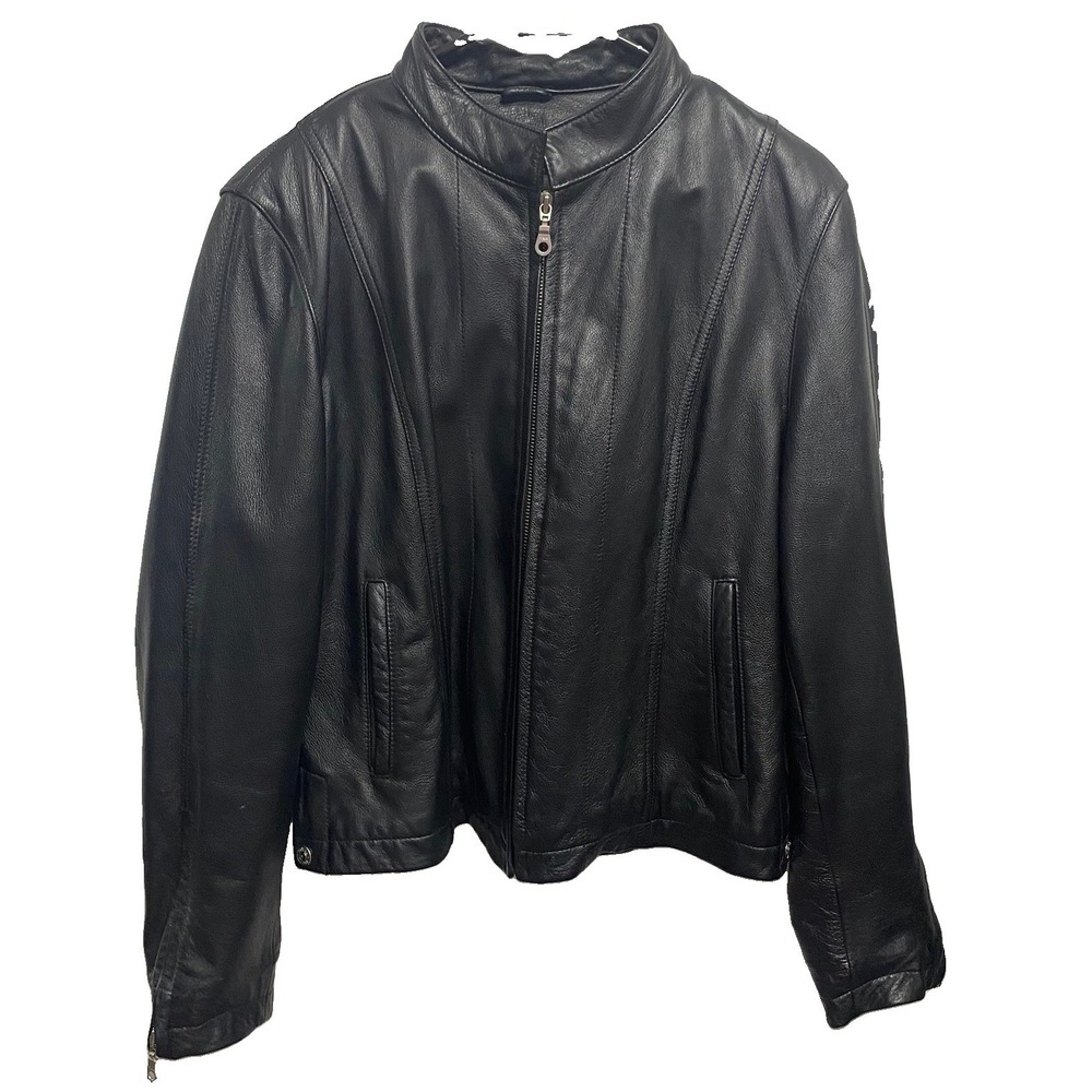 Wilsons Leather Maxima Vintage Women's Black Motorcycle Riding Jacket Sz. L EUC